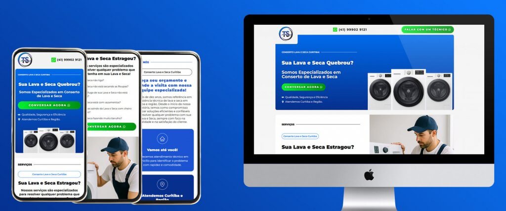 Criação de landing page para assistência técnica a TS lava e seca Curitiba